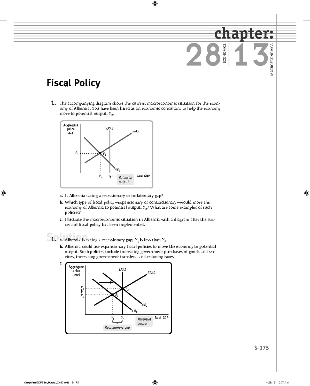 Chapter 28: Fiscal Policy Analysis and Solutions in Macroeconomics ...
