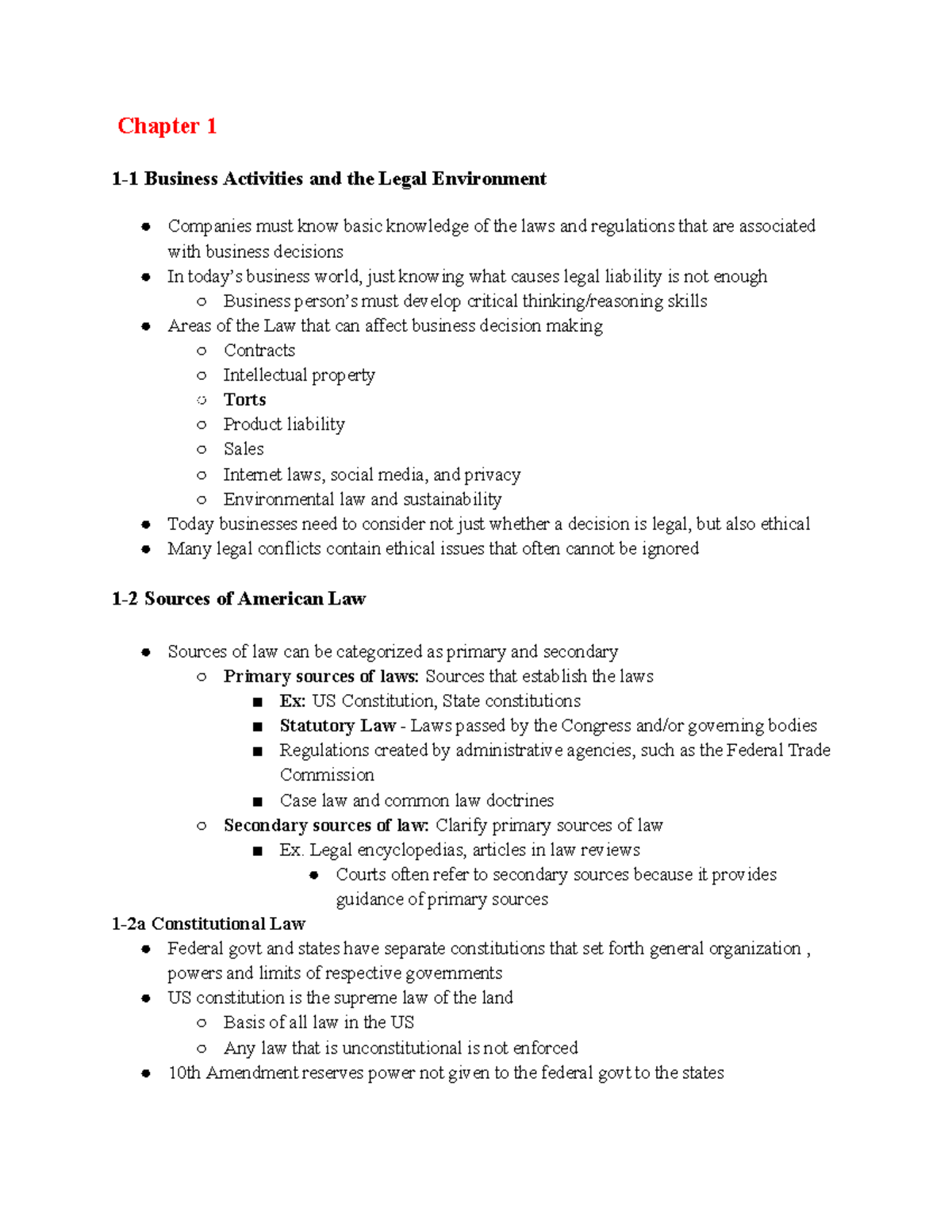 MGMT 311 Exam 1 Study Notes: Legal Environment & Business Law - Studocu