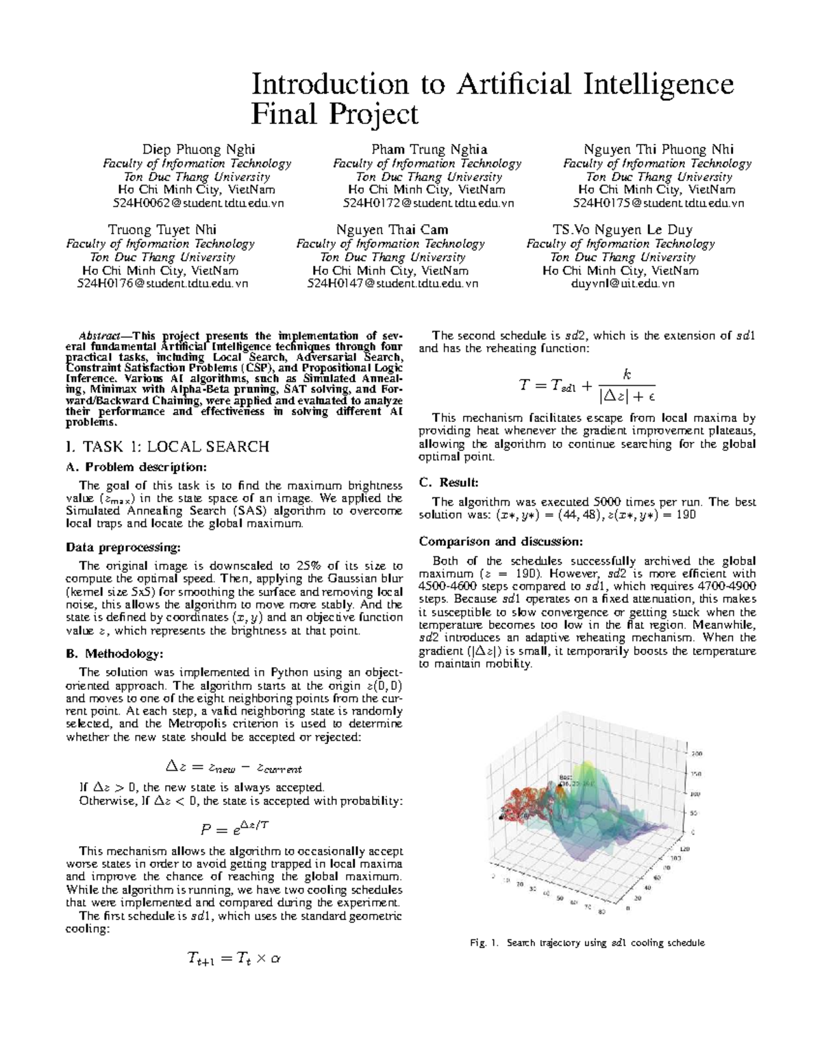 AI Techniques Implementation Report for CS101 Final Project - Studocu