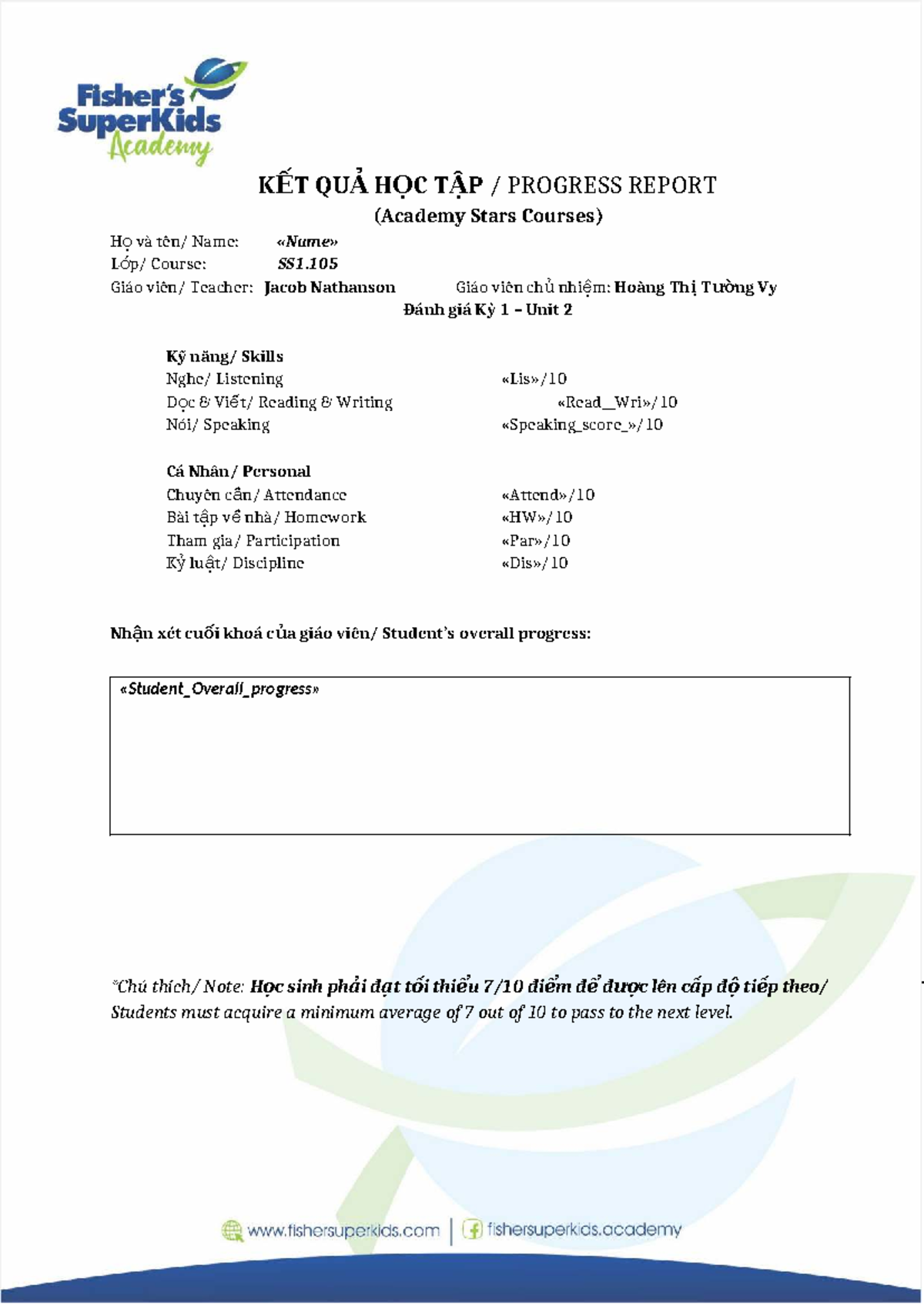 1. 2020 - Progress Report - AS 1 - K ẾT QU Ả H ỌC T ẬP / PROGRESS ...