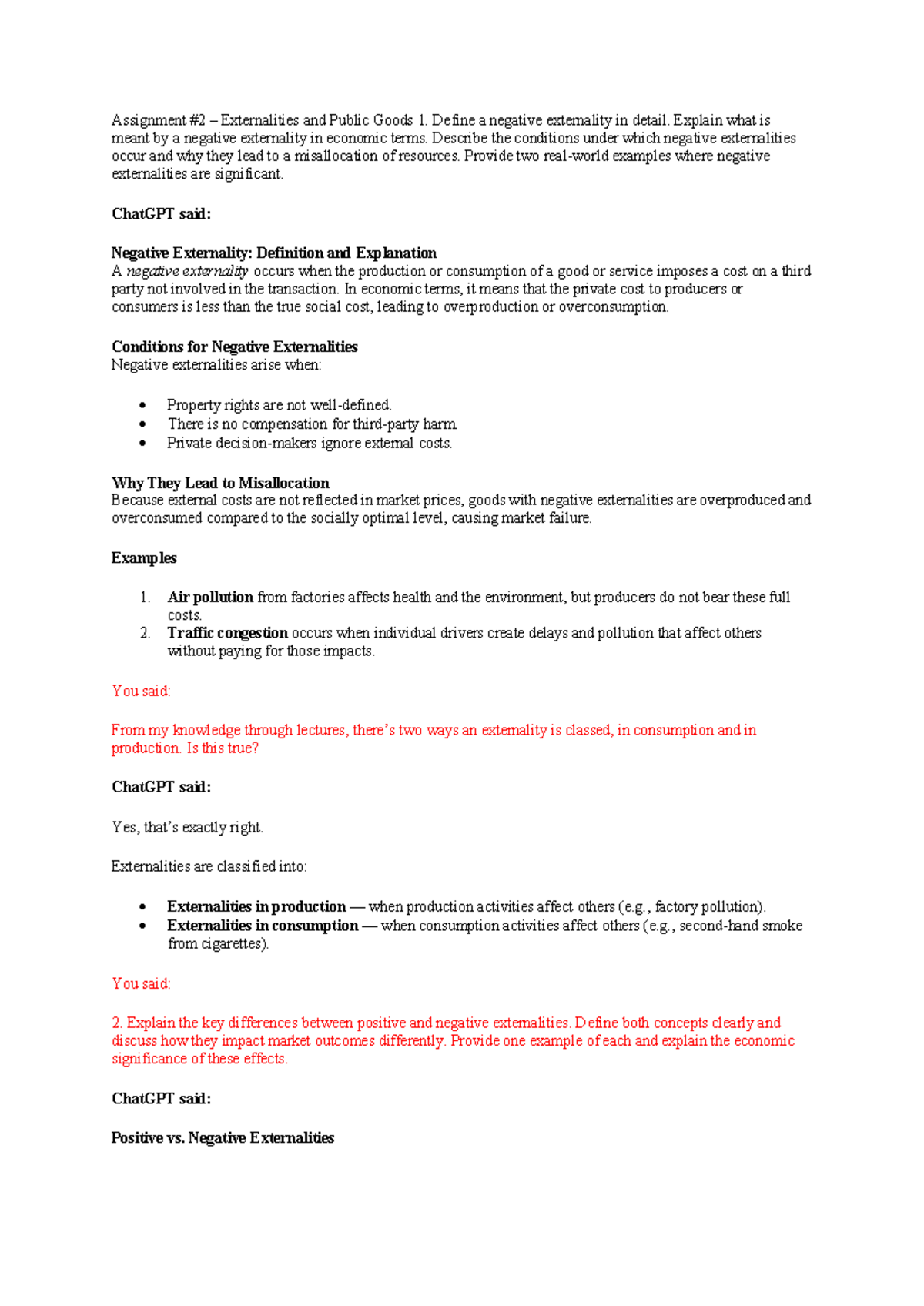 ECON1000 Assignment 2A: Understanding Negative Externalities and Public ...