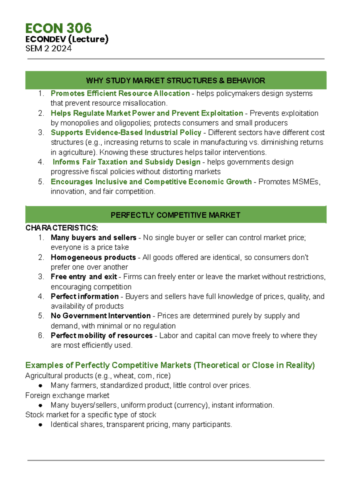 ECON 306 - Understanding Market Structures & Their Impact on Efficiency ...