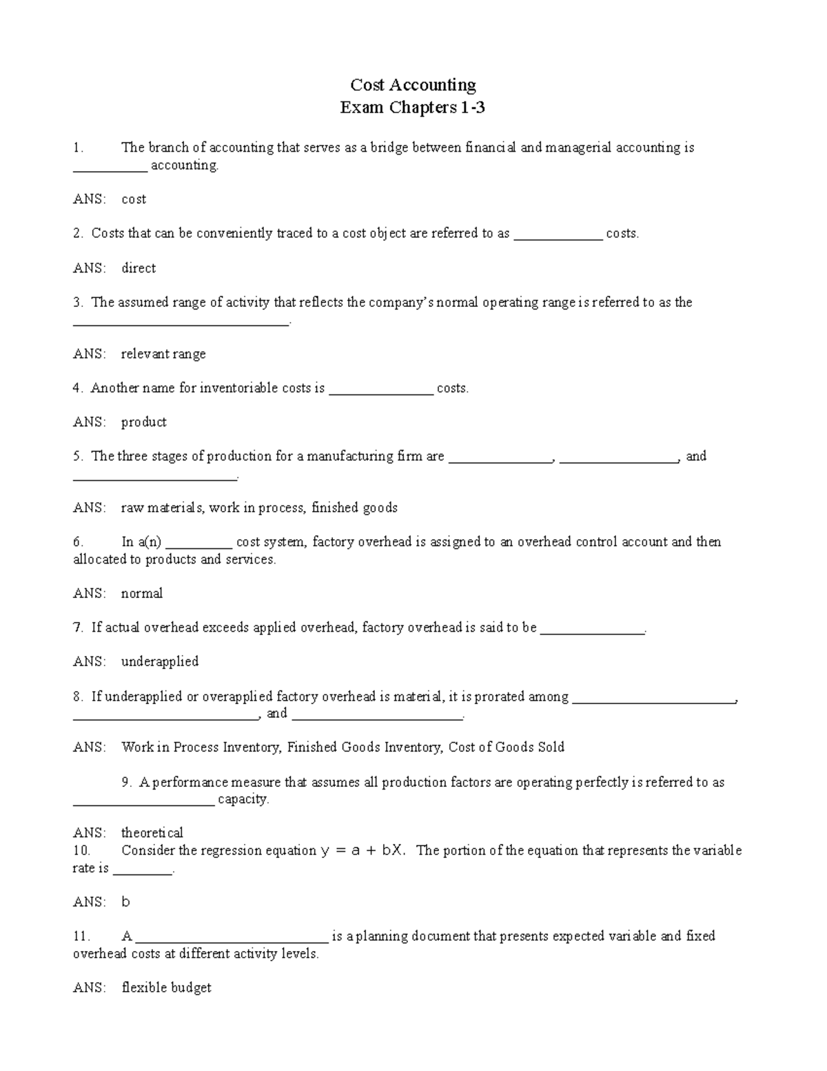 Cost Accounting Exam Q&A Review - 15 June 2019 - Studocu