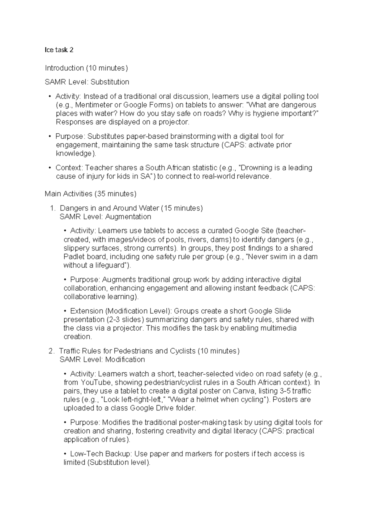 Ice Task 2: Digital Engagement Activities for Safety Education - Studocu