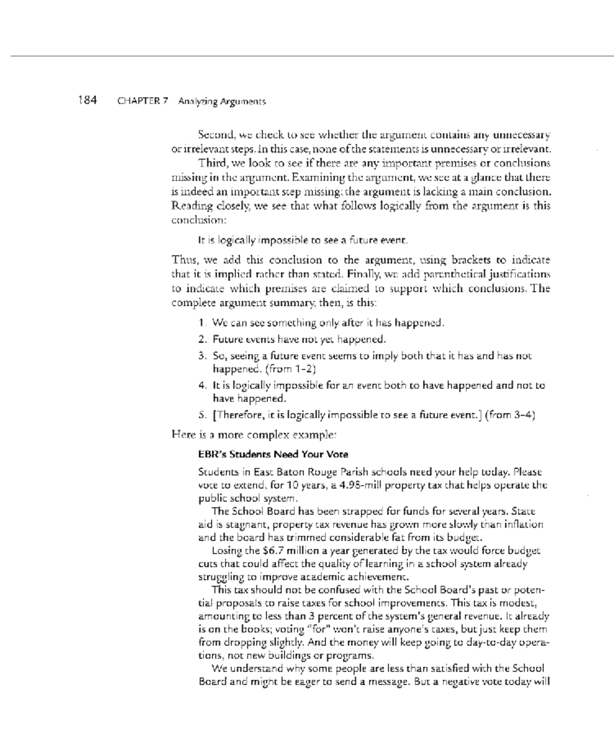 184 CHAPTER 7 Analyzing Arguments: Techniques for Effective Analysis ...