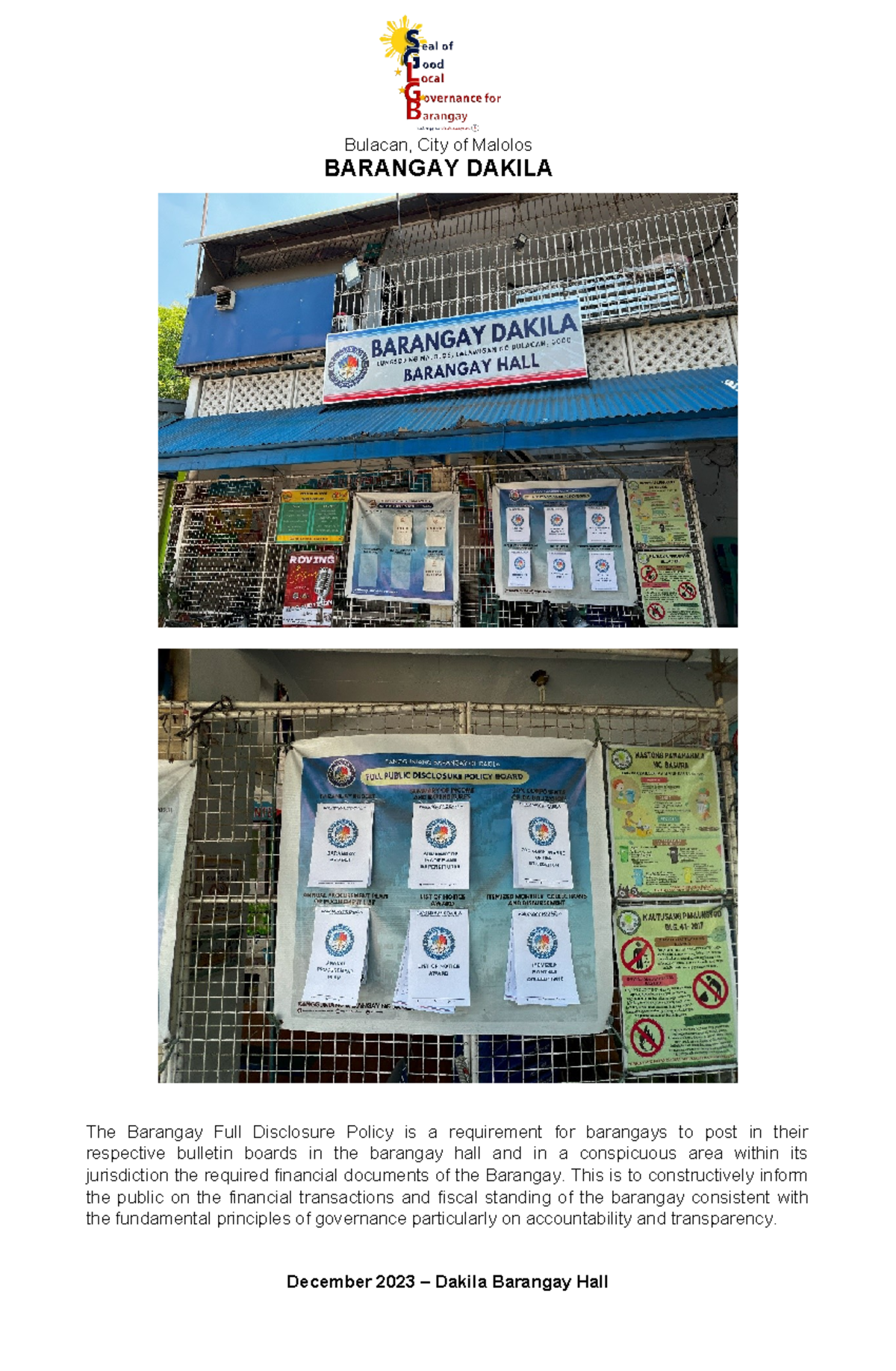 Barangay Dakila Safety and Preparedness Documentation - Studocu