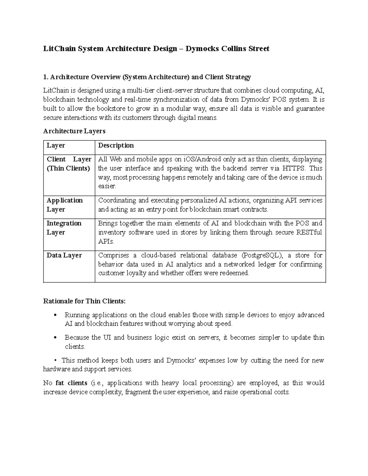 ASM3 Architecture Design: LitChain System Overview and Strategy - Studocu