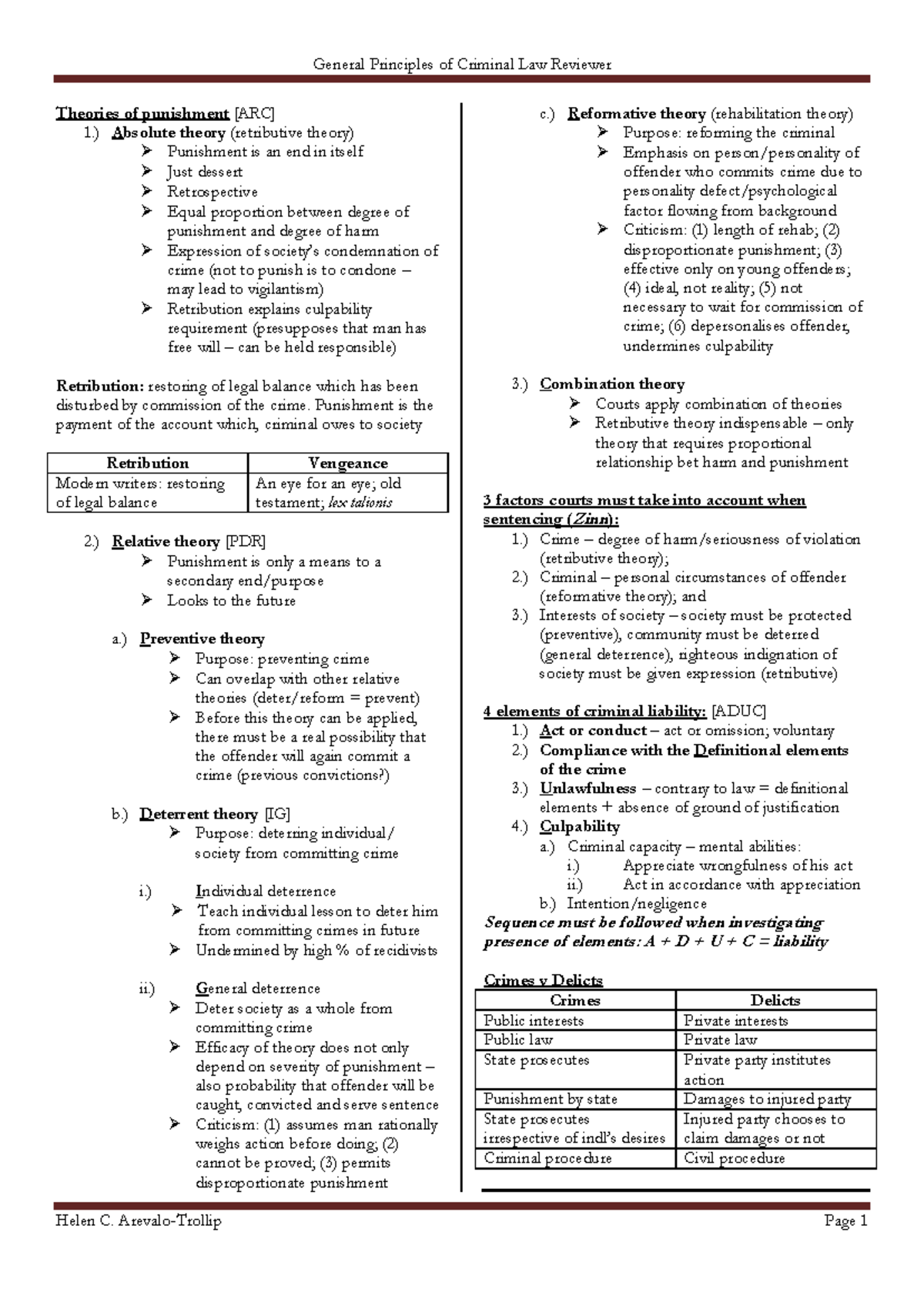 Criminal Law Theories and Concepts Overview - LAWS3040A - Studocu