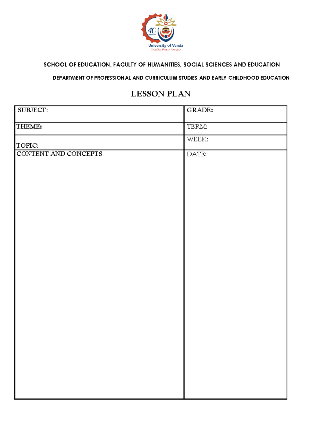 Lesson Plan template - Summaries If Poems - SCHOOL OF EDUCATION ...