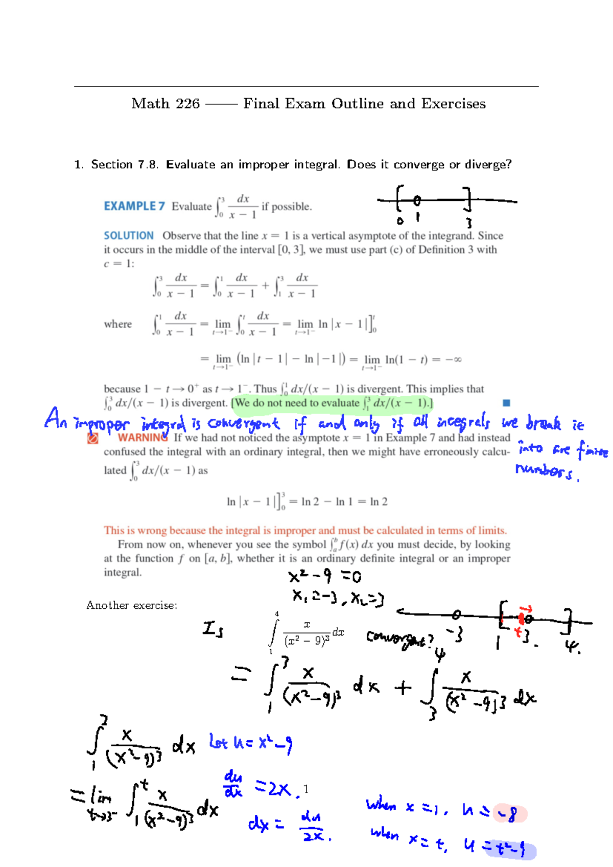 Math 226 Final Exam Review: Outline, Exercises & Solutions - Studocu