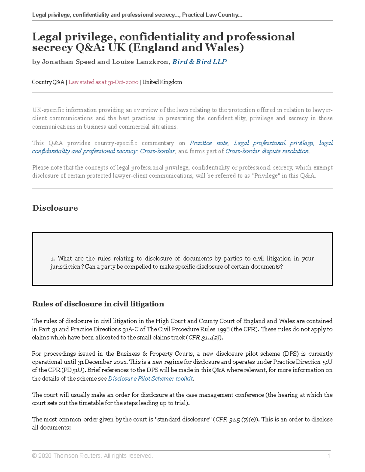 Legal privilege confidentiality and professional secrecy QAnd A UK ...
