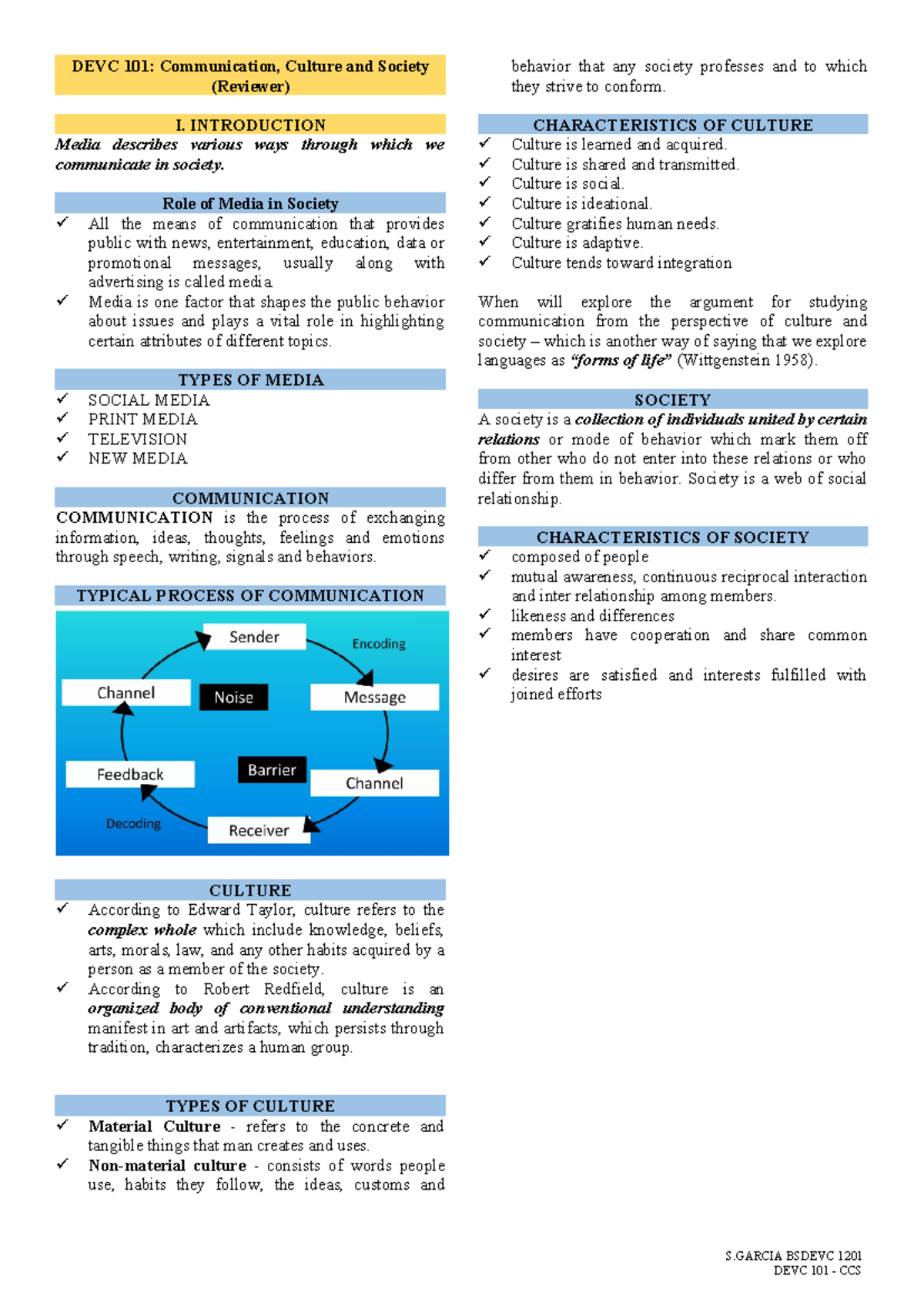 CCS 1201: Media, Communication, Culture - Comprehensive Reviewer - Studocu