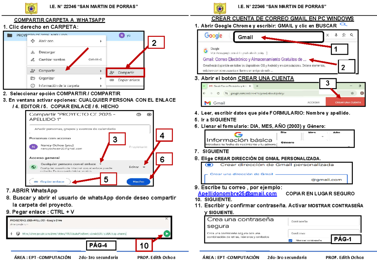 I.E. 22346 - Guía para Crear Cuenta Gmail y Compartir en WhatsApp - Studocu