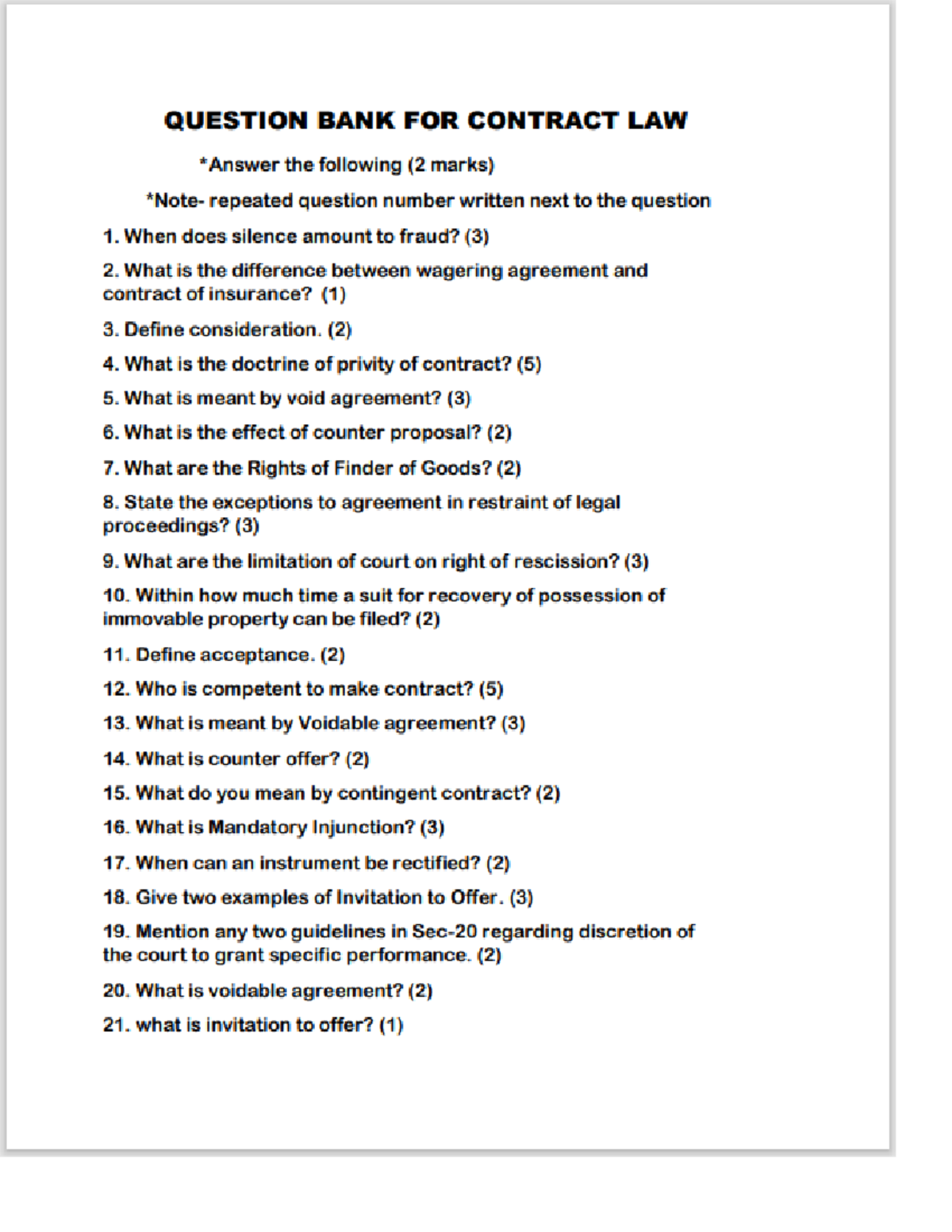 DOC-20250101-WA0010 - Question Bank for Contract Law Study Guide - Studocu