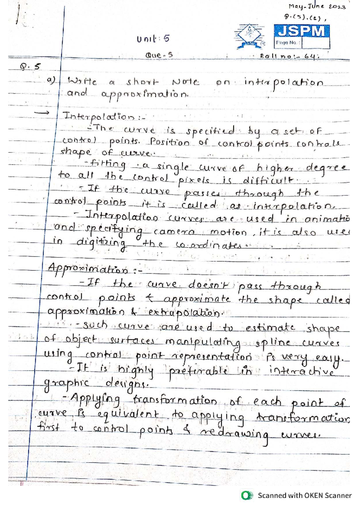 Cg unit 5 qp solution - It's from lectures - May. June 2023 Q.(5). (6 ...