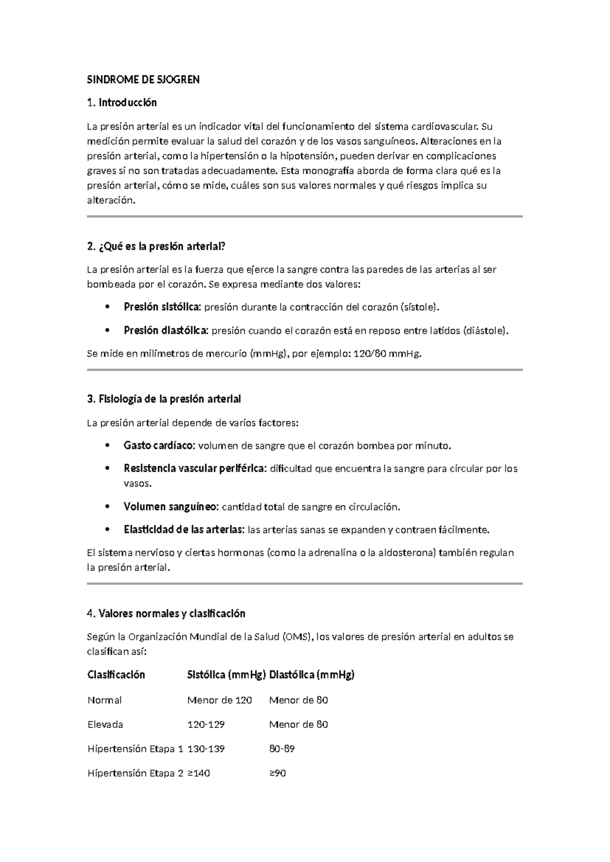 Monografía sobre la Presión Arterial y su Impacto en la Salud - Studocu