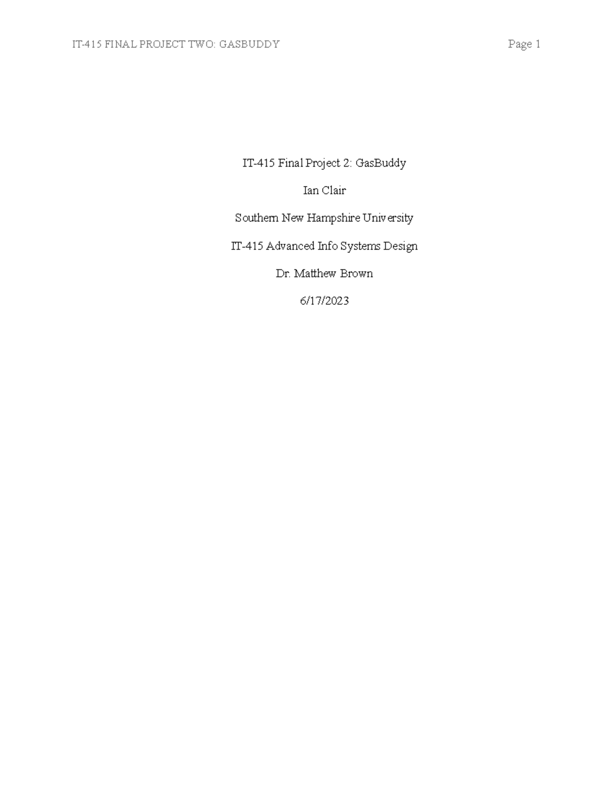 IT-415 Final 2 - Matthew Brown 6/17/ Draft of Project Plan & Systems ...