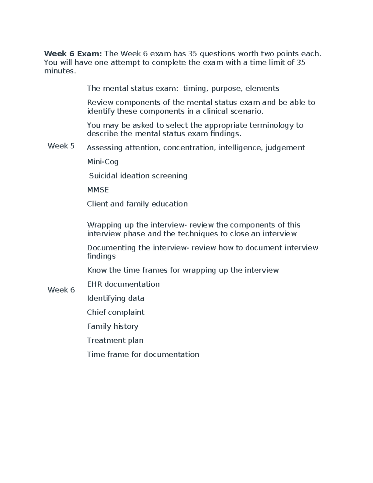 W6 Exam Study Guide: Key Topics & Techniques for Success - Studocu