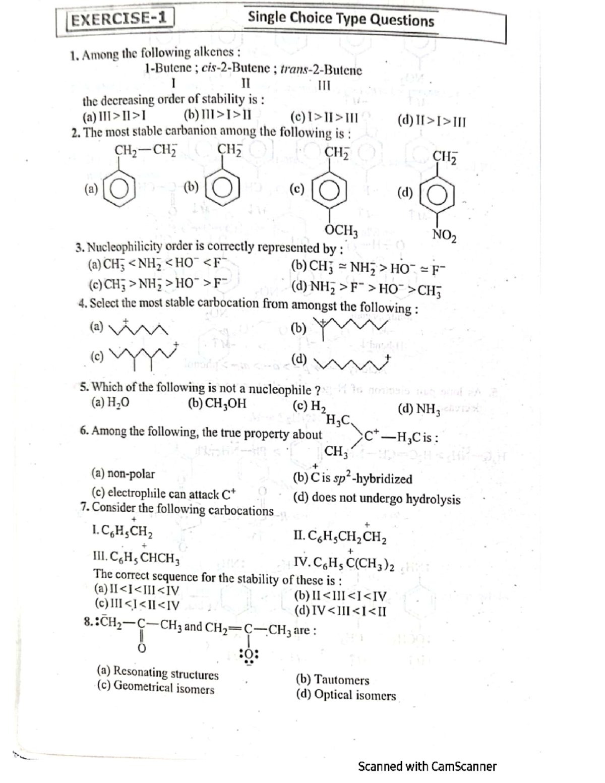 GOC 101: General Organic Chemistry Quiz Practice Sheet - Studocu