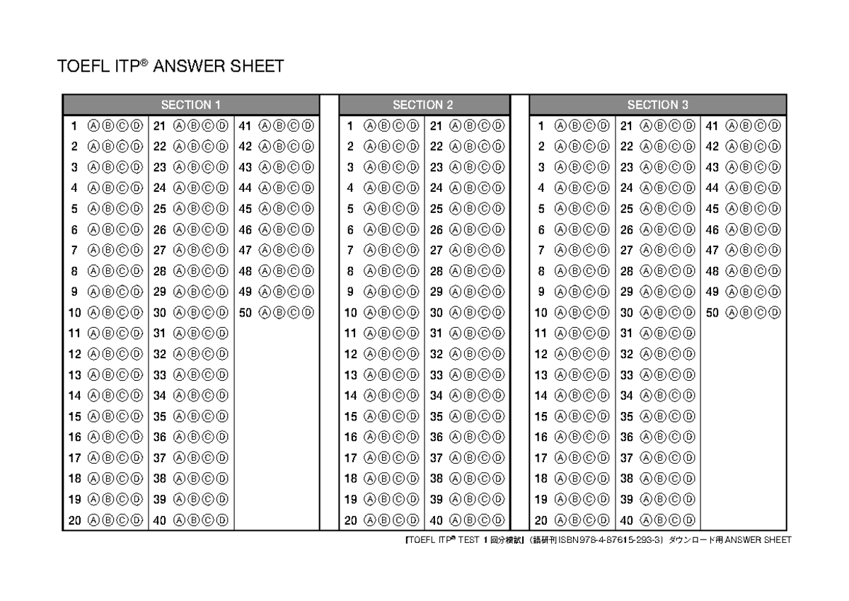 TOEFL ITP® Answer Sheet for Practice Test - Studocu
