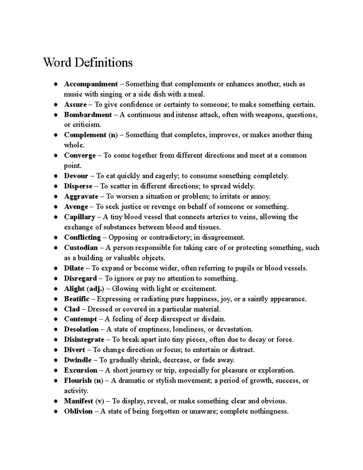 ENG U12 Vocabulary Definitions and Explanations - Studocu