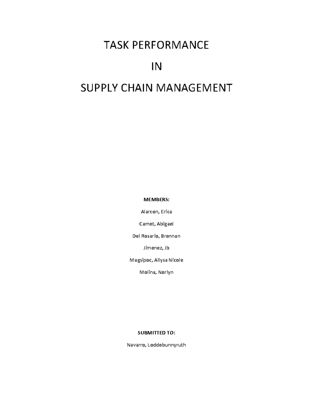 TASK Performance in Supply Chain Management Midterm Analysis - Studocu