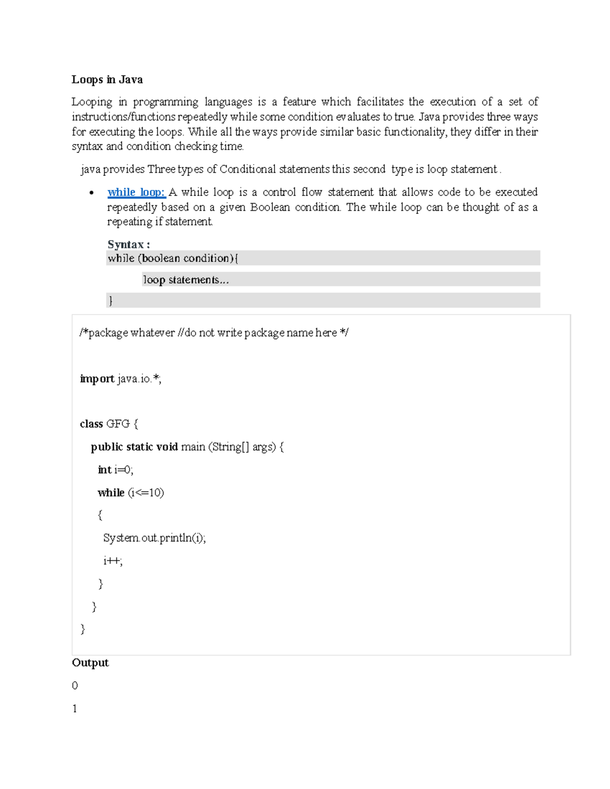 Java Programming: Loops Overview and Pitfalls - Notes - Studocu