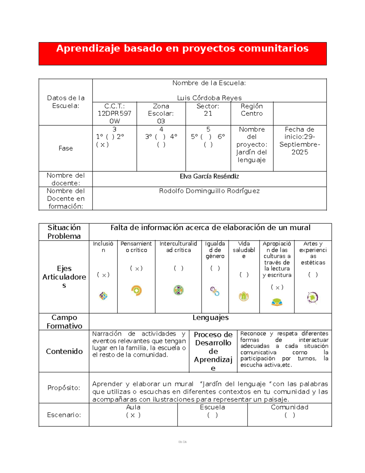 Aprendizaje Basado en Proyectos Comunitarios - C.C.T. 12DPR597 0W 3 ...