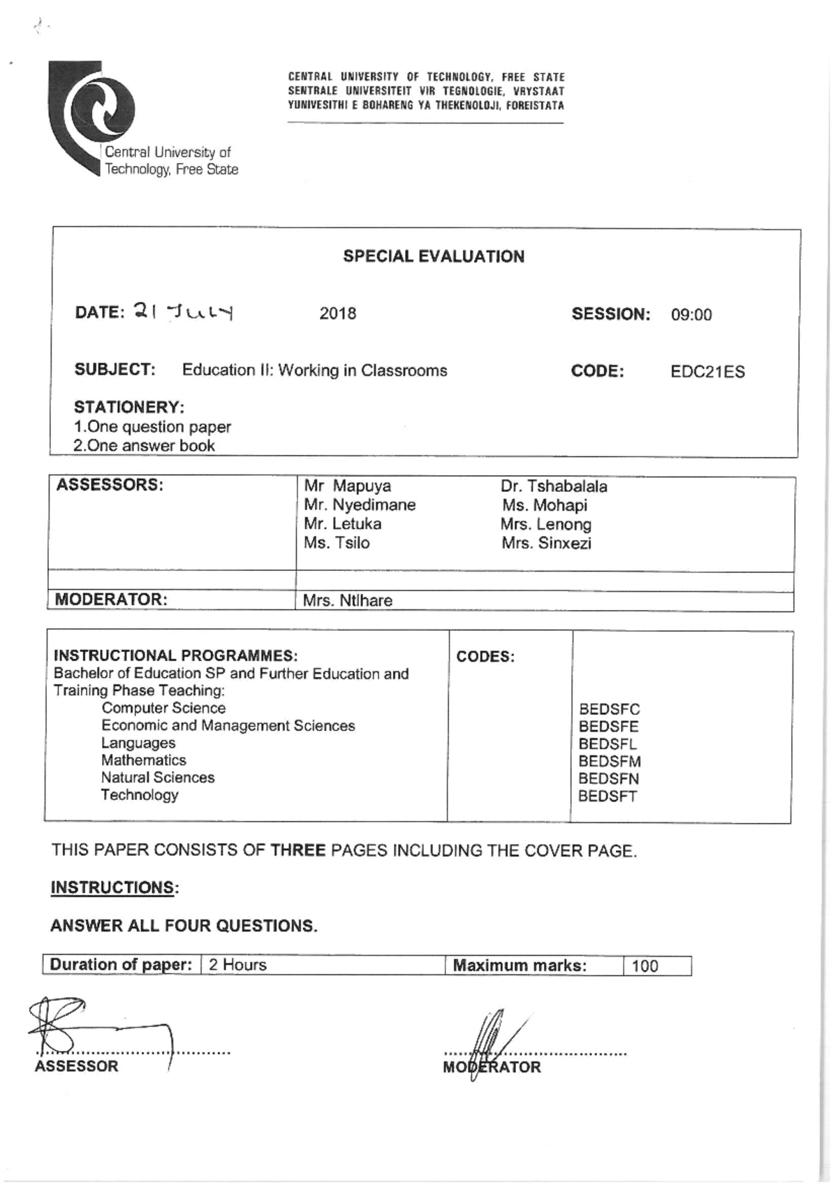 EDC21ES Education II: Working in Classrooms Exam Paper S1 2023 - Studocu