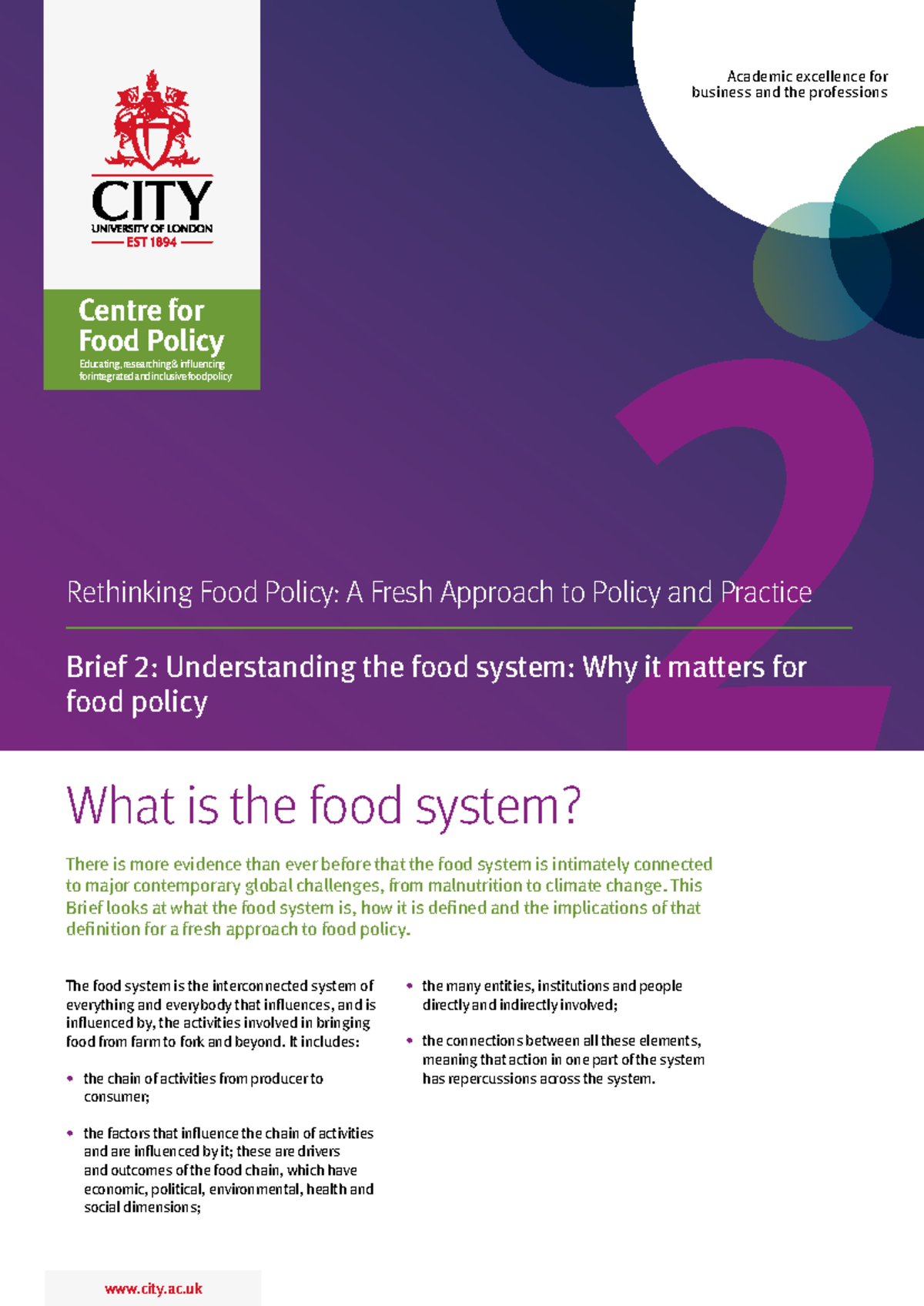 Rethinking Food Policy: Understanding the Food System (Brief 2) - Studocu