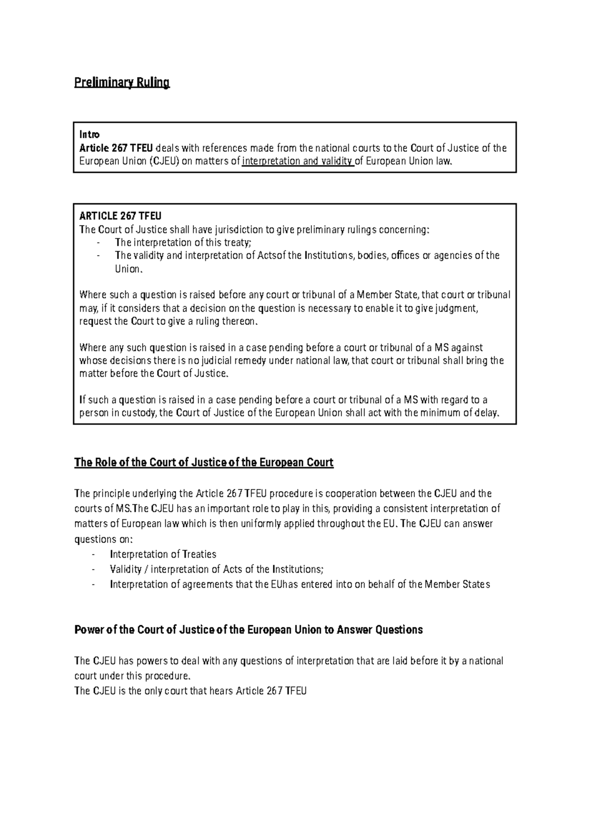 Preliminary Ruling Notes on Article 267 TFEU - CJEU's Role Explained ...