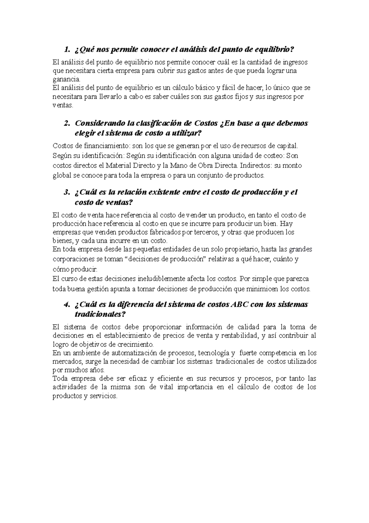 FORO - Análisis de Costos y Presupuestos en Empresas - Studocu