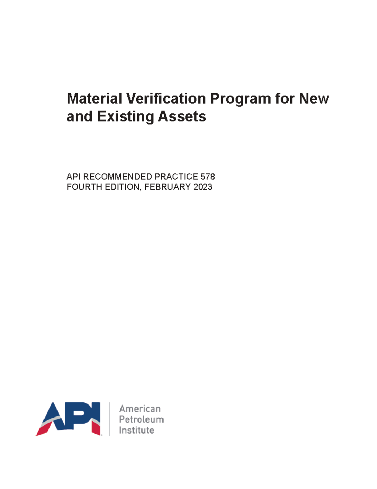API 578 4th edition 2023 - Material verification program for new ...