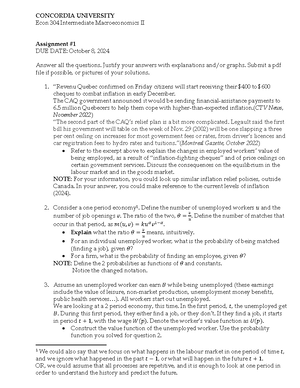 Econ 301 - Assignment #2 - Econ 301 – Assignment # 2 Student #1 Name ...