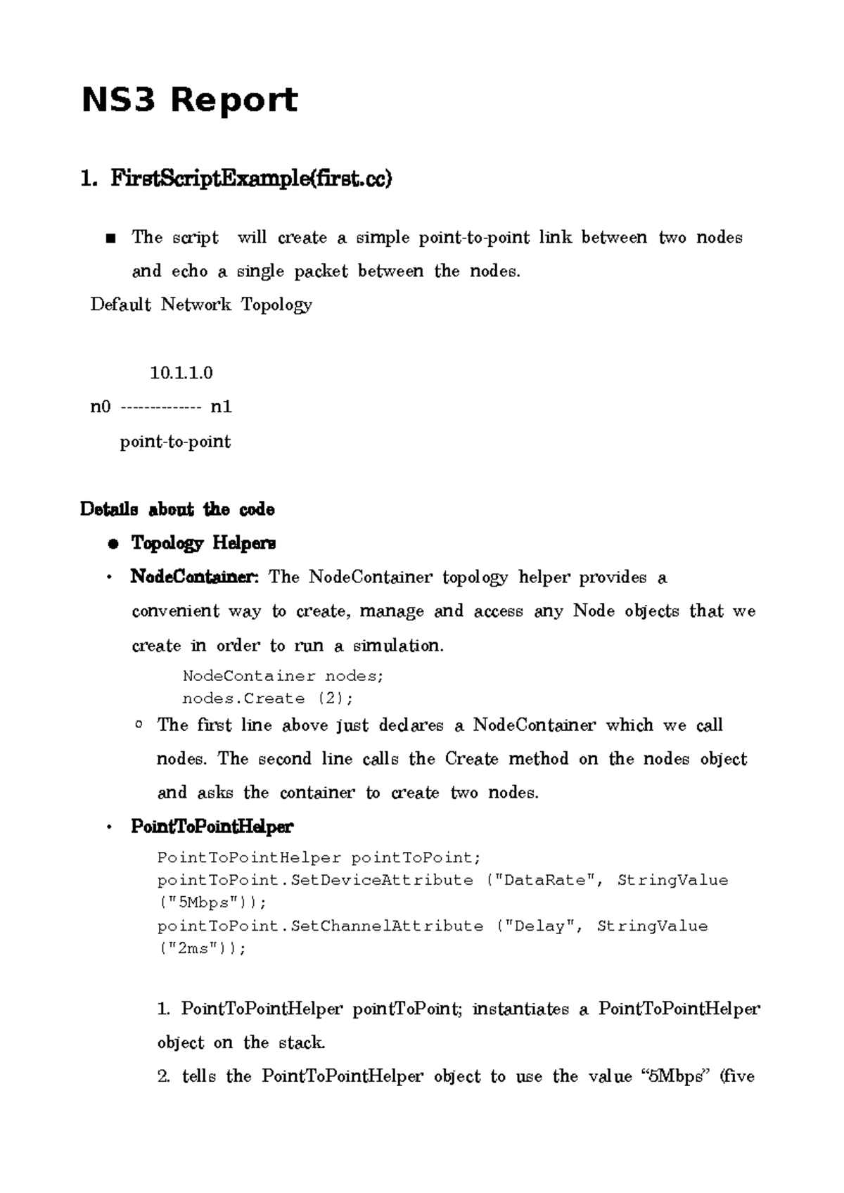 Ns3 practice material - NS3 Report 1. FirstScriptExample(first) The ...