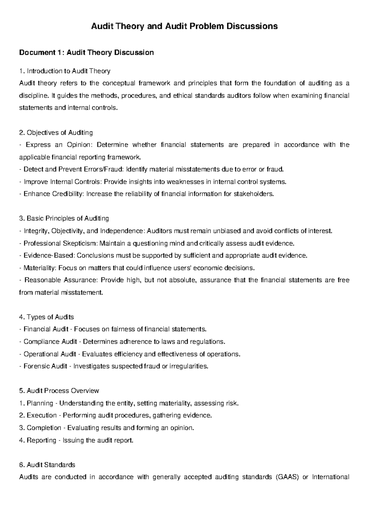 Audit Theory and Problem Discussions: Key Concepts and Principles - Studocu