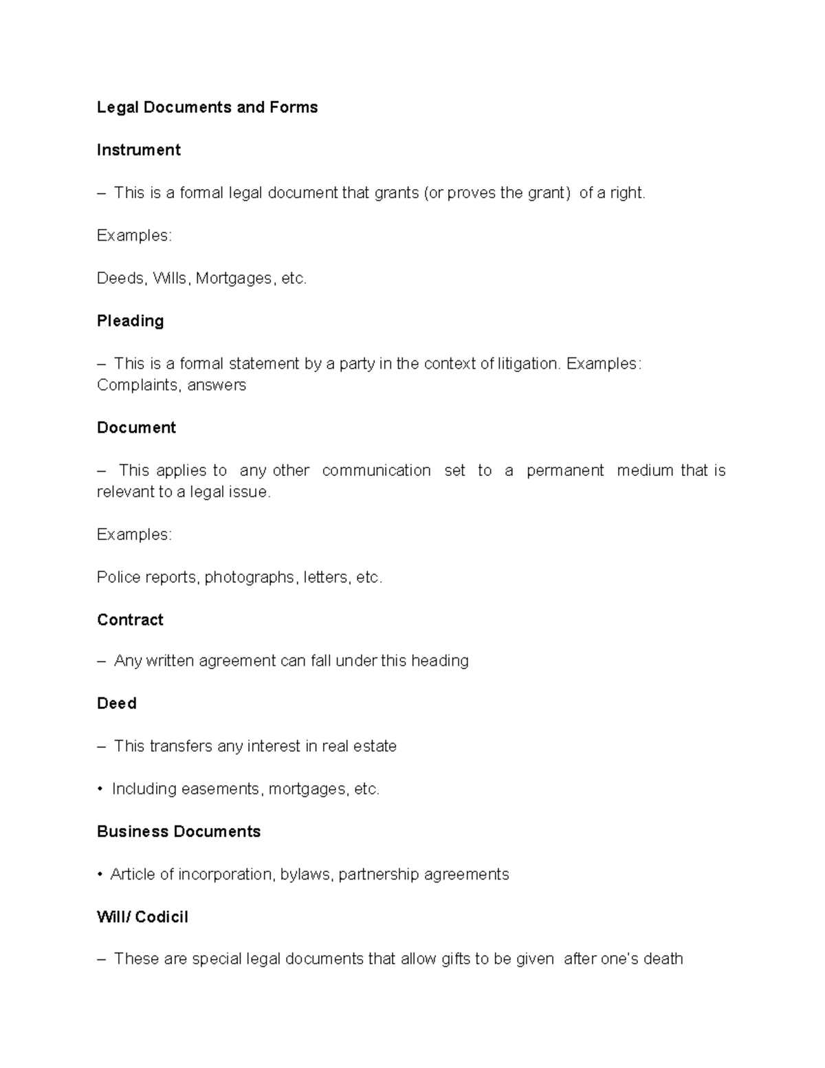 Legal Forms and Affidavit Overview - Summer Reviewer 2023 - Studocu