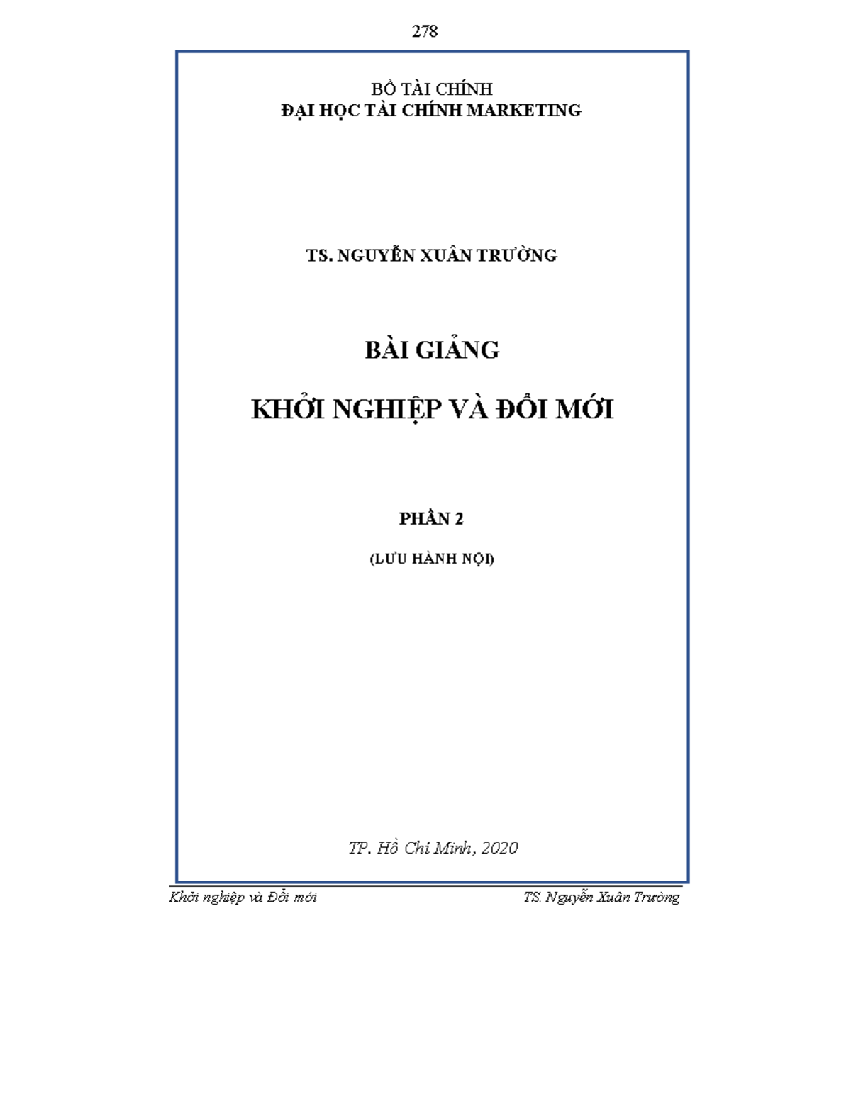 Bài giảng: Khởi nghiệp và Đổi mới - Phần 2 (ĐH Tài chính Marketing) - Document Preview