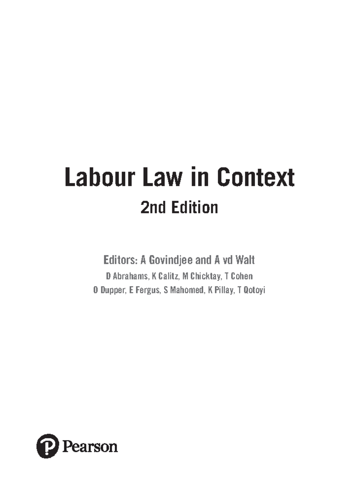 Labour Law in Context: A Sample Chapter Overview (ISBN 9781928226819 ...
