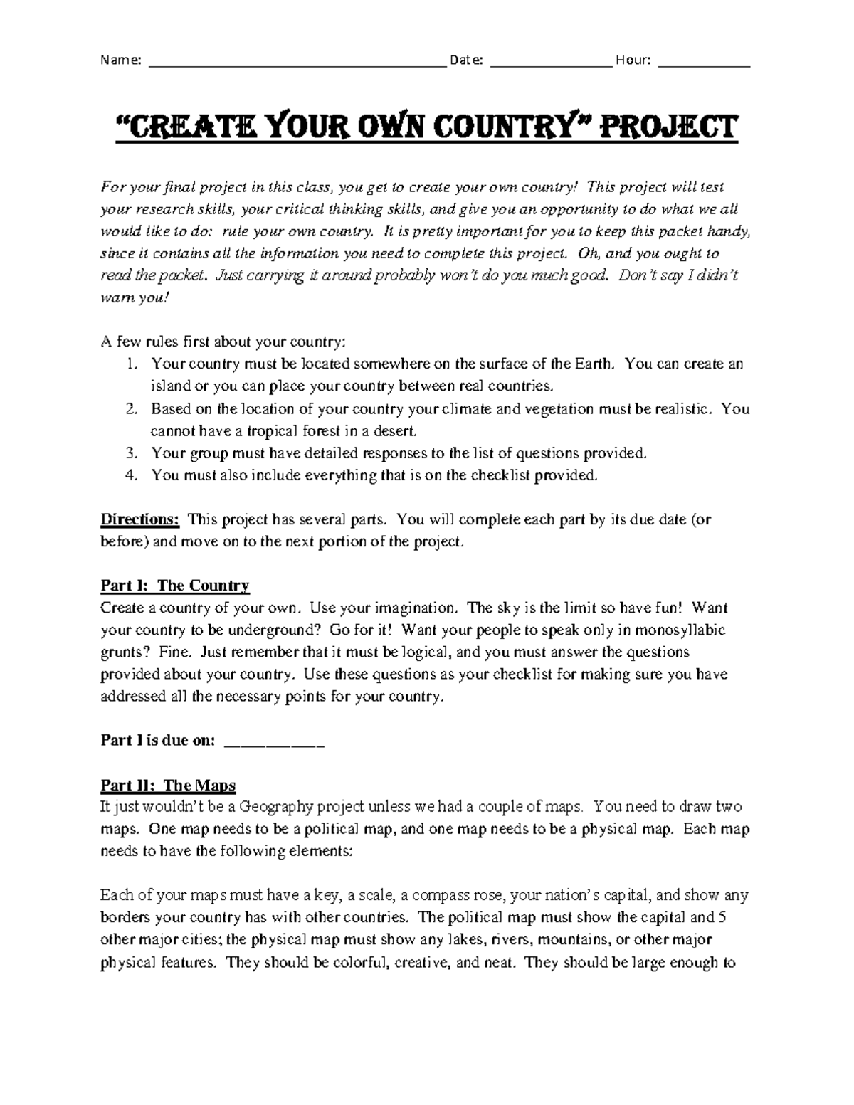 Creating Own Country Project