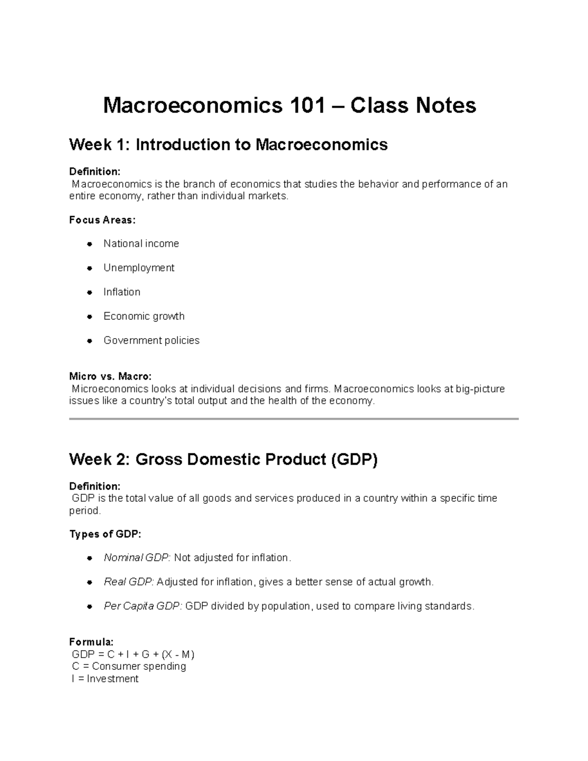 📘 Macroeconomics 101 – Class Notes - 📘 Macroeconomics 101 – Class Notes ...