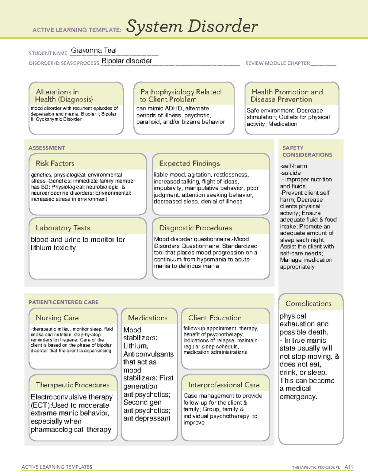 BIP-2023: Active Learning Template for Bipolar Disorder Overview - Studocu