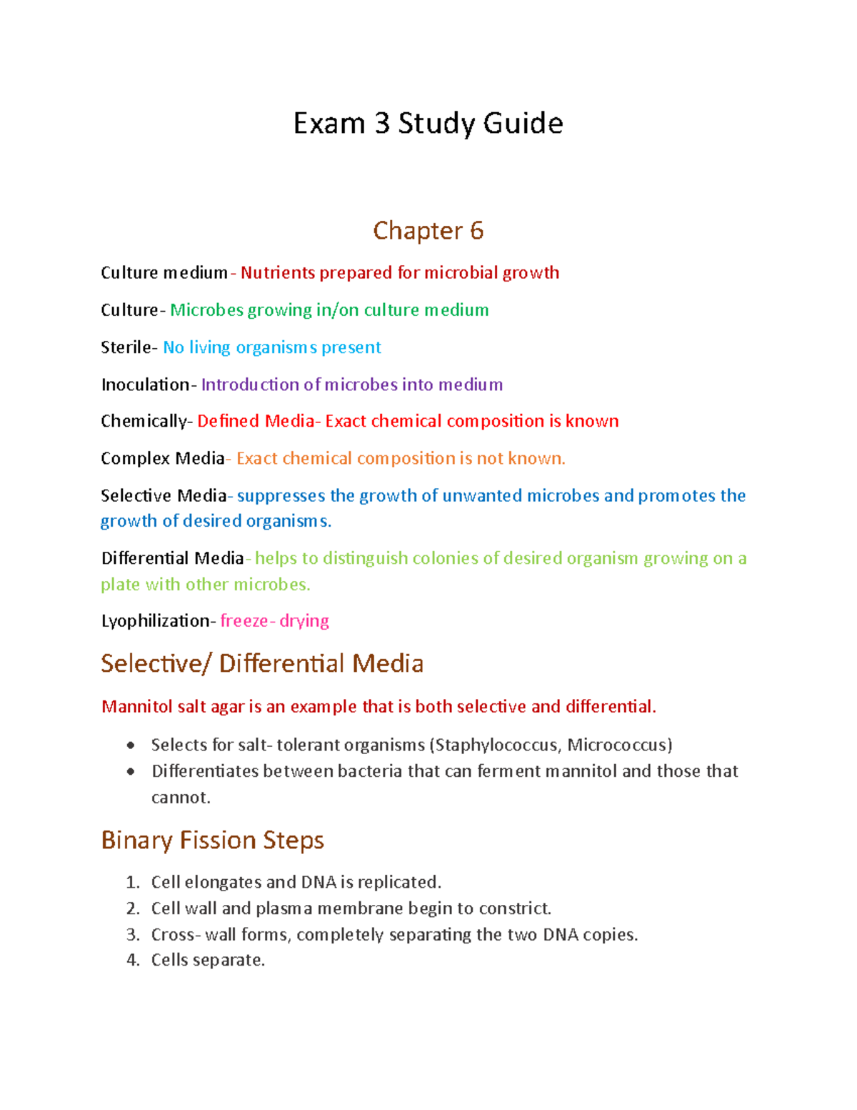 Exam 3 Study Guide for Microbiology (Bio 101) - Studocu