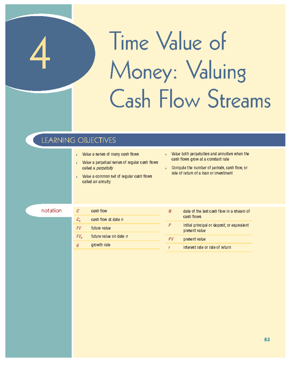 Chapter 4: Time Value of Money and Valuing Cash Flow Streams (FIN 101 ...