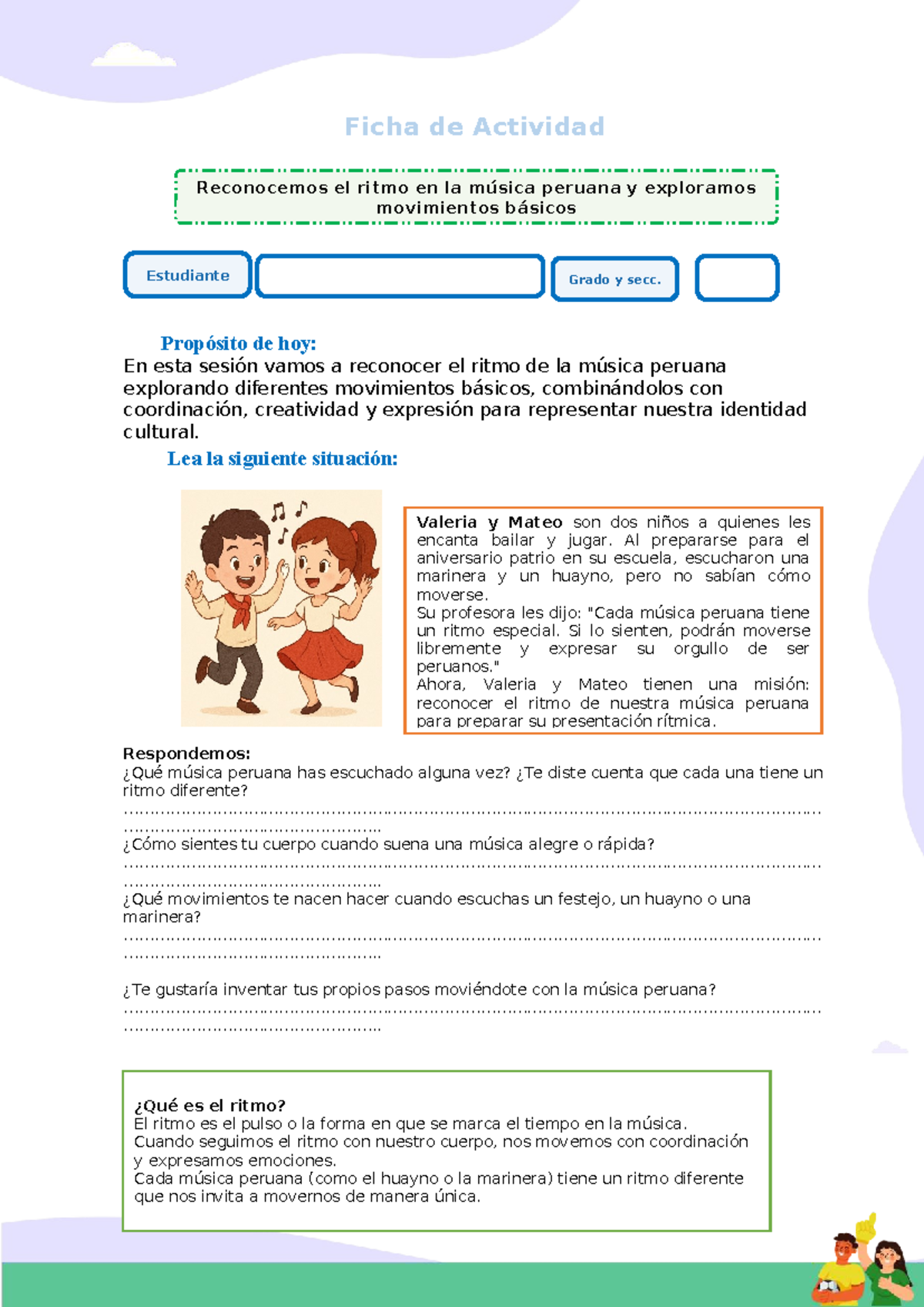 SEGUNDO GRADO Ficha de Actividad: Reconociendo el Ritmo en Música ...