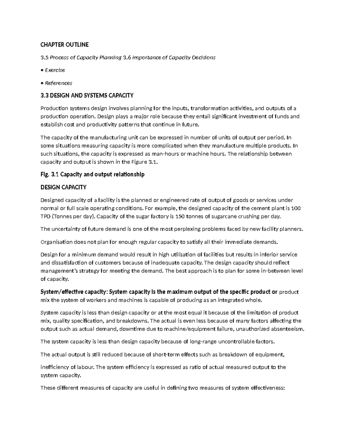 TQM2 - Chapter on Capacity Planning & Management in Operations - Studocu