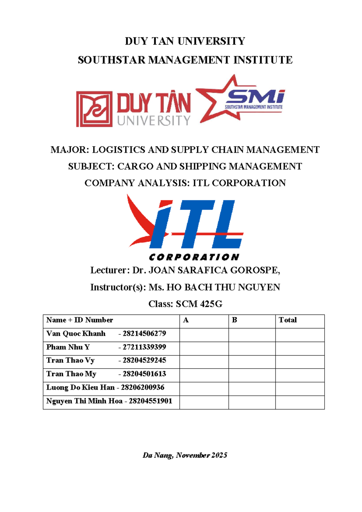 SCM 425G: Cargo and Shipping Management Case Study on ITL Corporation ...