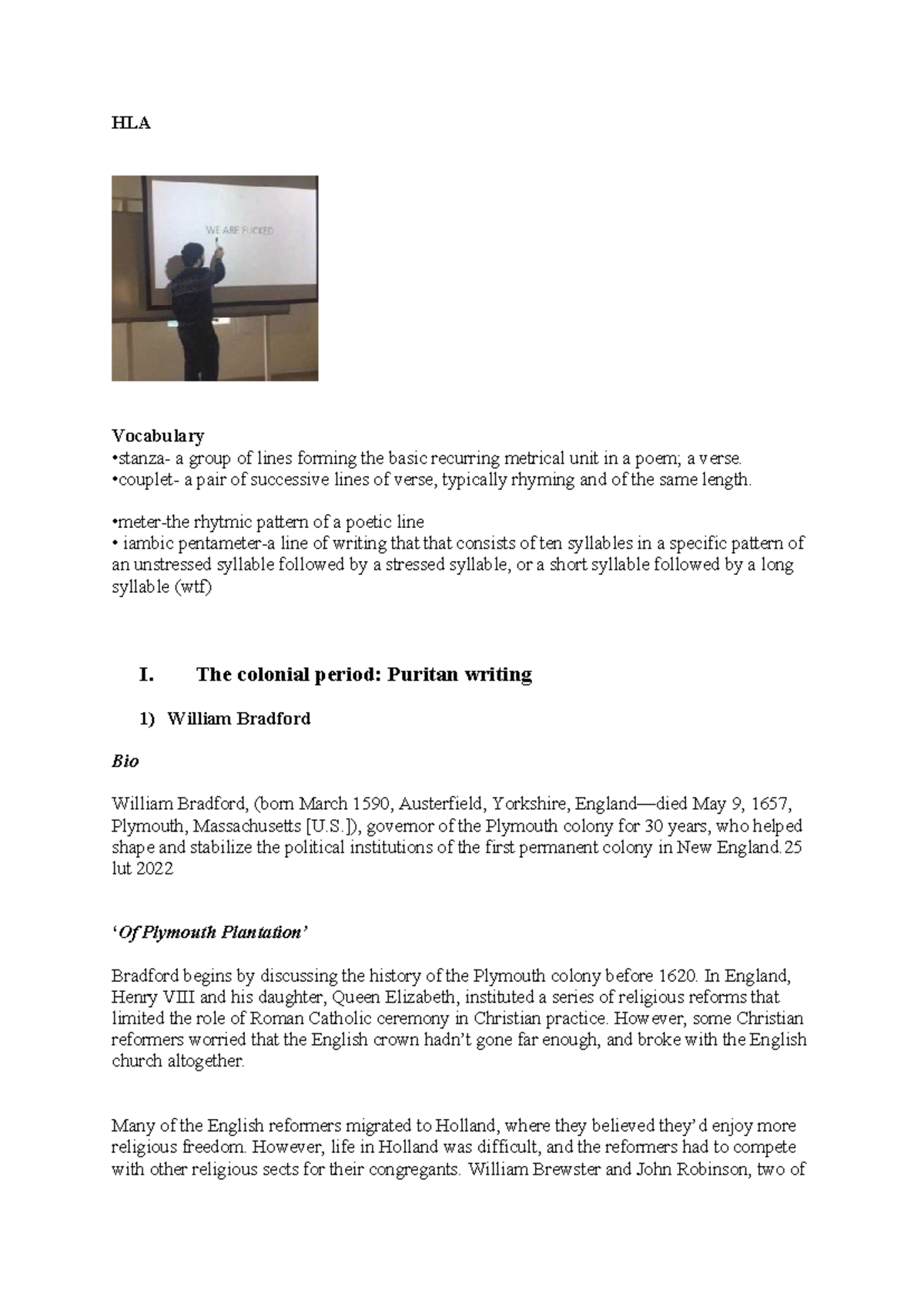 HLA Final Exam Notes: Key Concepts and Poetic Analysis - Studocu
