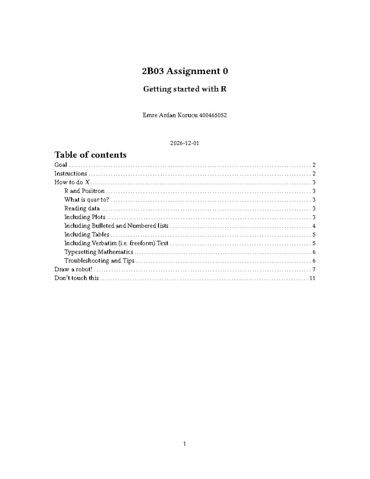 2B03 Assignment 0: Getting Started with R and Quarto - Studocu