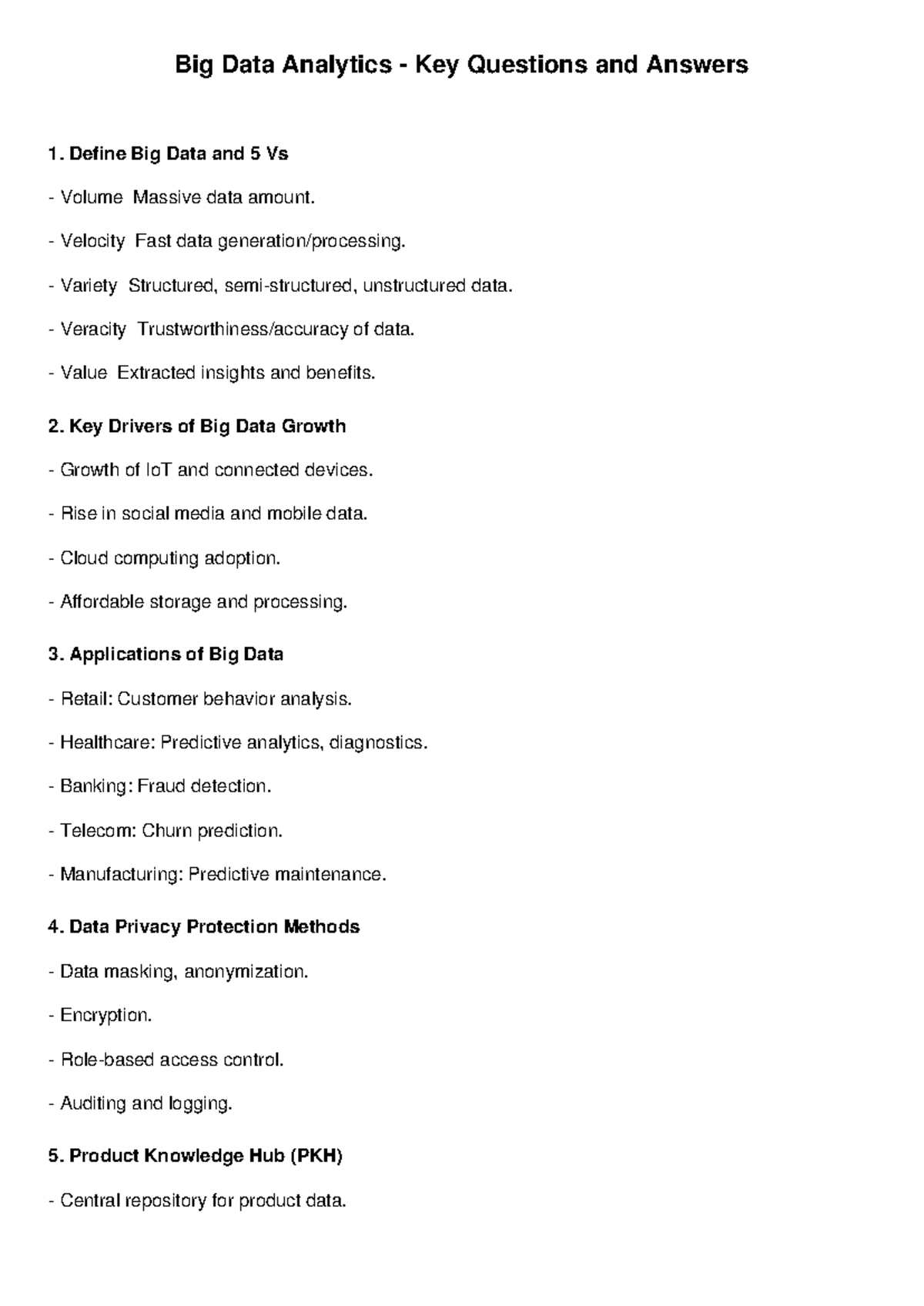 Big Data Analytics Summary: Key Concepts & Applications (BD 101) - Studocu